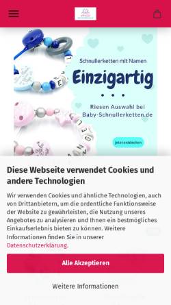 Vorschau der mobilen Webseite www.baby-schnullerketten.de, Baby-Schnullterketten - Damian Prudlik DVP-Handel