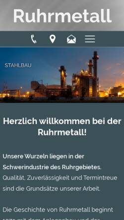 Vorschau der mobilen Webseite www.ruhrmetall.com, Ruhrmetall