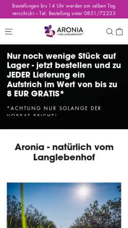 Vorschau der mobilen Webseite www.aronia-vom-langlebenhof.de, Aronia vom Langlebenhof