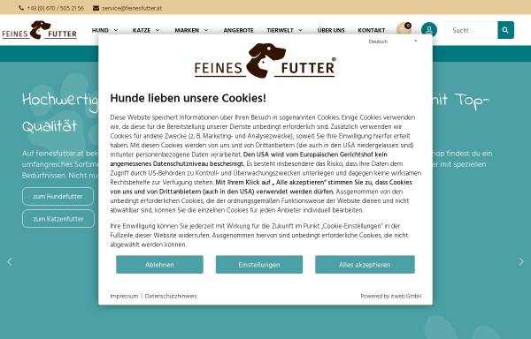 Vorschau von www.feinesfutter.at, Feines Futter Tiernahrung GmbH