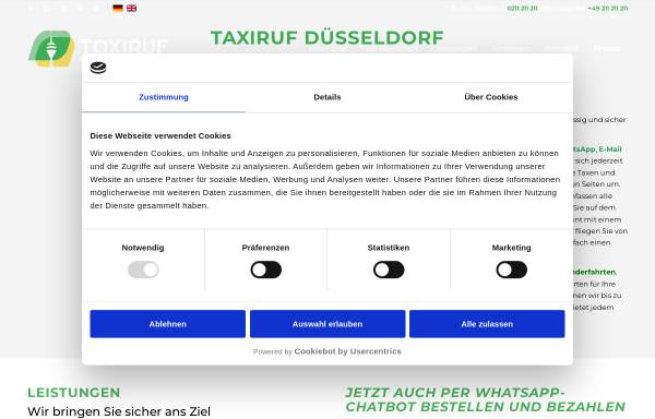 Vorschau von taxiruf-duesseldorf.de, Taxi Ruf Düsseldorf GmbH