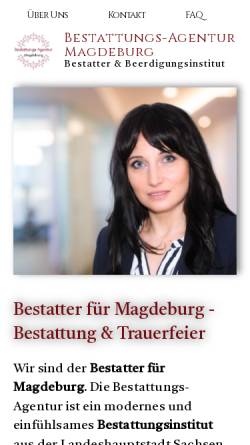 Vorschau der mobilen Webseite www.bestattungs-agentur.de, Bestattungs-Agentur Magdeburg