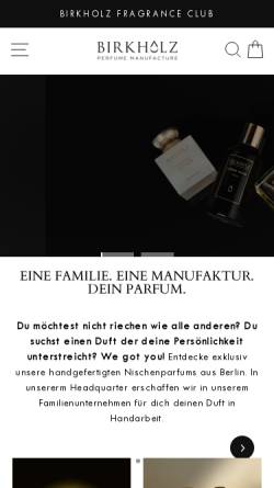 Vorschau der mobilen Webseite www.birkholz-perfumes.com, Birkholz International GmbH