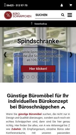 Vorschau der mobilen Webseite www.bueroschnaeppchen.de, Büroschnäppchen GmbH