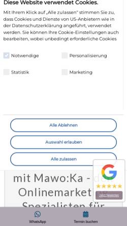 Vorschau der mobilen Webseite mawoka.de, Mawo:Ka Social Media und Mobile Marketing