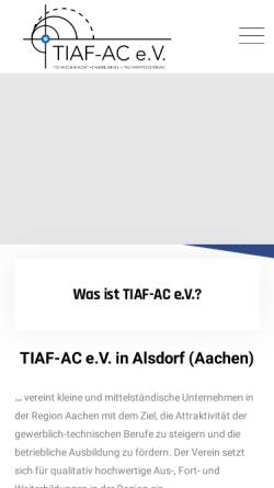 Vorschau der mobilen Webseite www.tiaf-ac.eu, TIAF-AC e.V.