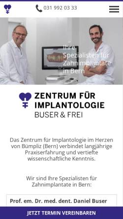 Vorschau der mobilen Webseite www.mein-zahnimplantat.ch, Dentalklinik Frei AG