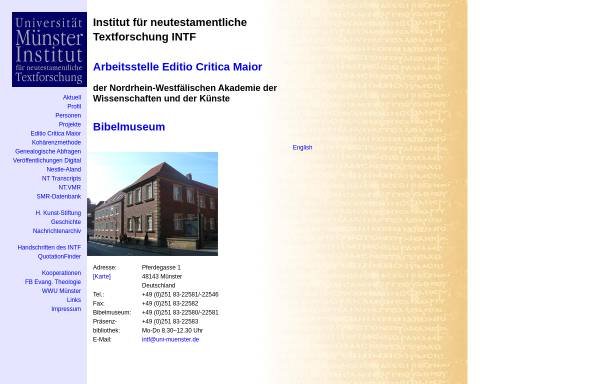 Vorschau von www.uni-muenster.de, Institut für Neutestamentliche Textforschung