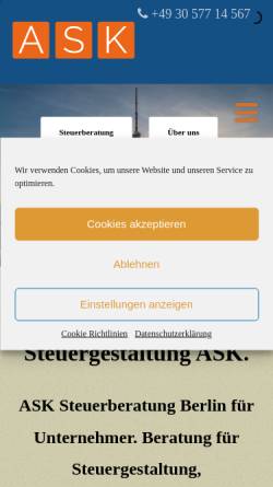 Vorschau der mobilen Webseite ask-steuerberater-berlin.de, ASK Steuerberater in Berlin
