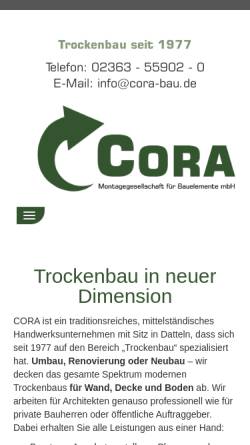 Vorschau der mobilen Webseite www.cora-bau.de, Cora Montagegesellschaft für Bauelemente mbH