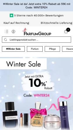 Vorschau der mobilen Webseite parfumgroup.de, ParfumGroup GmbH