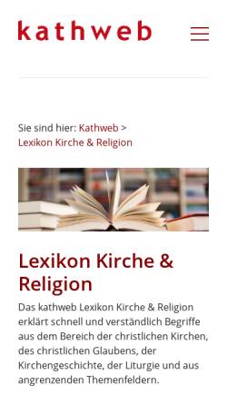 Vorschau der mobilen Webseite kathweb.de, Lexikon Kirche und Religion