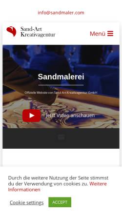 Vorschau der mobilen Webseite sandmaler.com, Sand-Art Kreativagentur GmbH