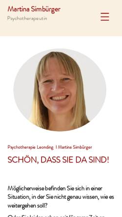 Vorschau der mobilen Webseite www.psychotherapie-simbuerger.at, Psychotherapie Martina Simbürger