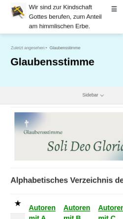 Vorschau der mobilen Webseite www.glaubensstimme.de, Texte der Glaubensväter