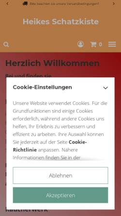 Vorschau der mobilen Webseite www.heikes-schatzkiste.de, Heikes Schatzkiste