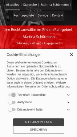 Vorschau der mobilen Webseite www.rechtsanwaeltin-essen.de, Rechtsanwältin Martina Schürmann