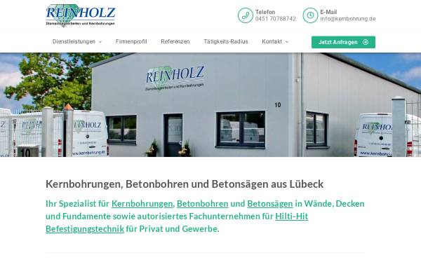 Vorschau von www.kernbohrung.de, Reinholz Diamantsägearbeiten & Kernbohrungen