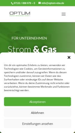 Vorschau der mobilen Webseite optum-eba.de, OPTUM EBA