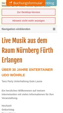 Vorschau der mobilen Webseite www.udo-woehrle.de, Alleinunterhalter Udo Wöhrle
