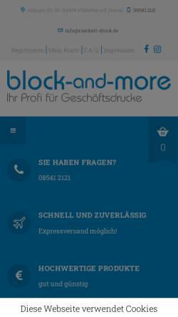 Vorschau der mobilen Webseite block-and-more.de, Rückert - Grafik & Druck