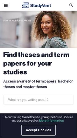 Vorschau der mobilen Webseite studyvent.com, Forschungsplattform für Studenten