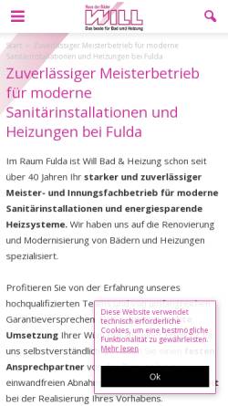 Vorschau der mobilen Webseite will-bad-heizung.de, Will Haustechnik GmbH