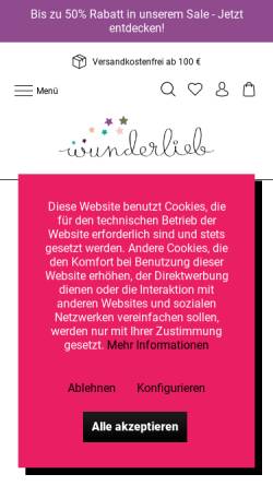Vorschau der mobilen Webseite wunderlieb.de, Kids Concept Store