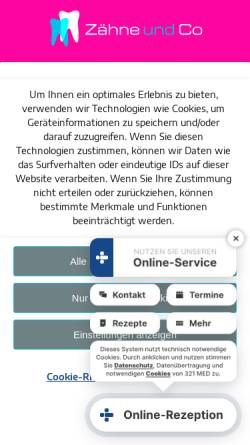 Vorschau der mobilen Webseite zaehneundco.de, Zähne und Co