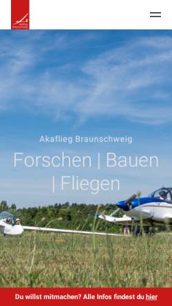 Vorschau der mobilen Webseite www.akaflieg-braunschweig.de, Akademische Fliegergruppe Braunschweig e.V.