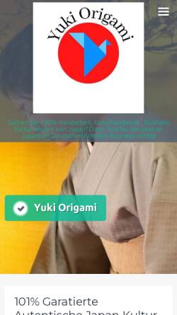 Vorschau der mobilen Webseite yukiorigami.de, Yuki Origami Schmuck-Kultur-Business