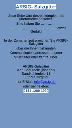 Vorschau der mobilen Webseite www.arsig-sz.de, ARSIG-Salzgitter
