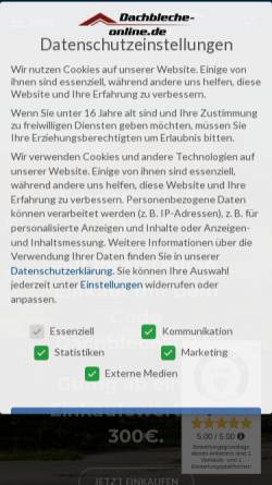 Vorschau der mobilen Webseite www.dachbleche-online.de, Dachbleche-Online