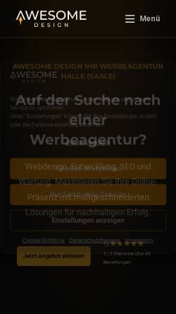 Vorschau der mobilen Webseite awesome-design.de, Awesome Design Werbeagentur