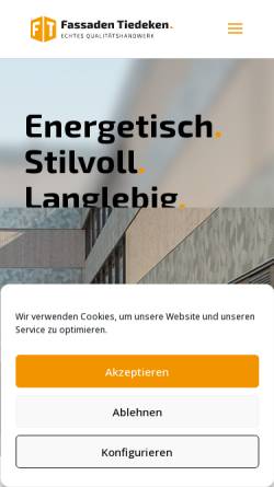Vorschau der mobilen Webseite www.klimaschutz-fassaden.de, Farben Tiedeken