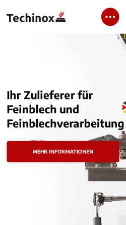 Vorschau der mobilen Webseite www.techinox.de, Techinox GmbH.