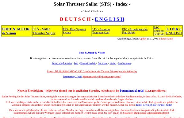 Vorschau von www.solar-thruster-sailor.info, Solar Thruster Sailor (STS)