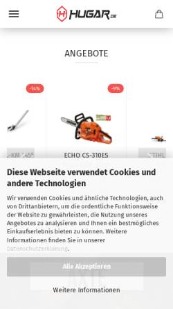 Vorschau der mobilen Webseite www.hugar.de, Hugar - Huppertz Gartentechnik