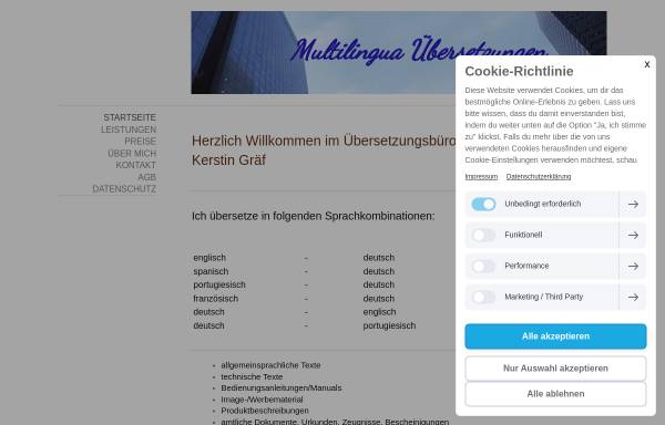 Vorschau von www.multilingua-uebersetzungen.de, Multilingua Übersetzungen - Kerstin Gräf