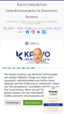 Vorschau der mobilen Webseite karvo-immobilien.de, Karvo Immobilien