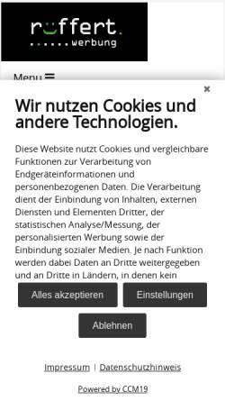 Vorschau der mobilen Webseite www.rueffert.de, Rüffert Werbung GmbH