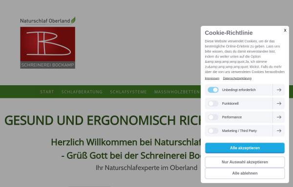 Vorschau von www.naturschlaf-oberland.de, Naturschlaf Oberland - Schreinerei Bockamp