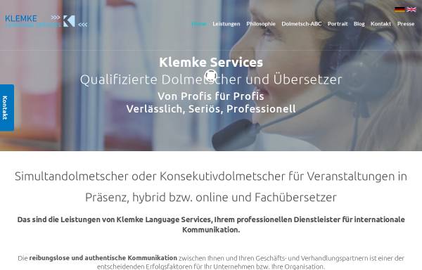Vorschau von klemke-languages.de, Klemke Language Services