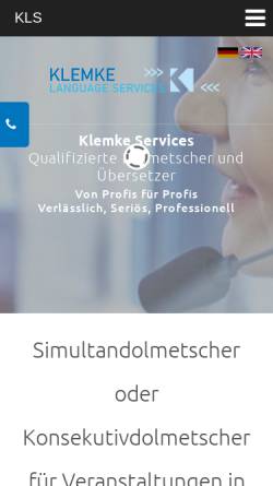 Vorschau der mobilen Webseite klemke-languages.de, Klemke Language Services