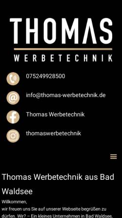 Vorschau der mobilen Webseite www.thomas-werbetechnik.de, Thomas Werbetechnik