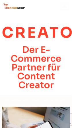 Vorschau der mobilen Webseite www.creatorshop.berlin, CreatorShop GmbH