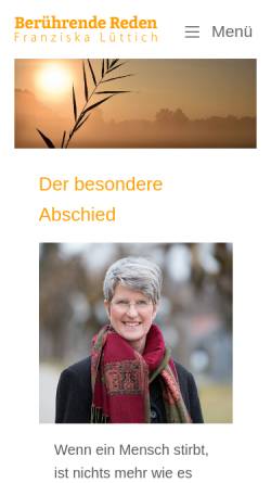 Vorschau der mobilen Webseite www.beruehrende-reden.de, Berührende Reden - Franziska Lüttich