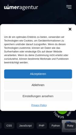 Vorschau der mobilen Webseite ulmer-agentur.de, Ulmer Agentur