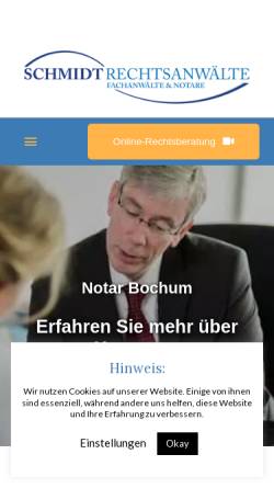 Vorschau der mobilen Webseite notar-schmidt-bochum.de, Schmidt Theo