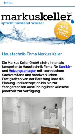 Vorschau der mobilen Webseite www.markuskellergmbh.ch, Markus Keller GmbH